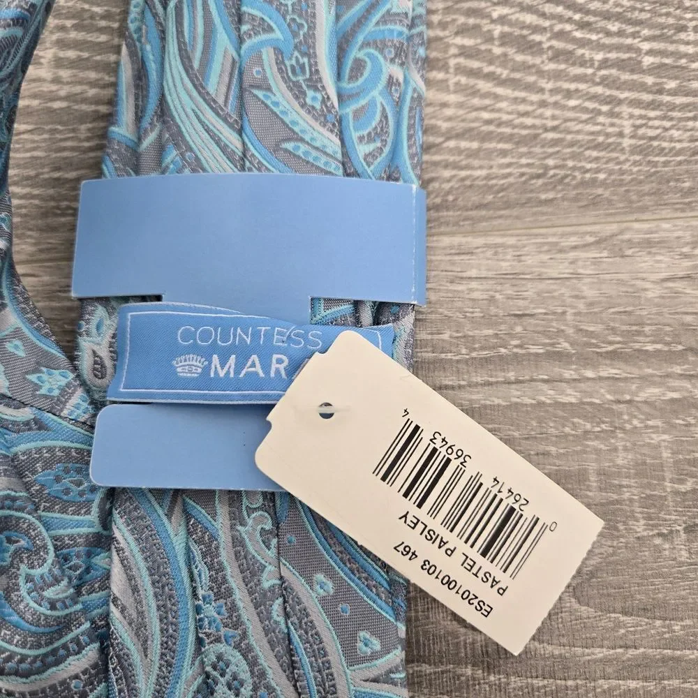 NEW Countess Mara Hand‎ Made 100% Silk Men's Neck Tie pastel paisley